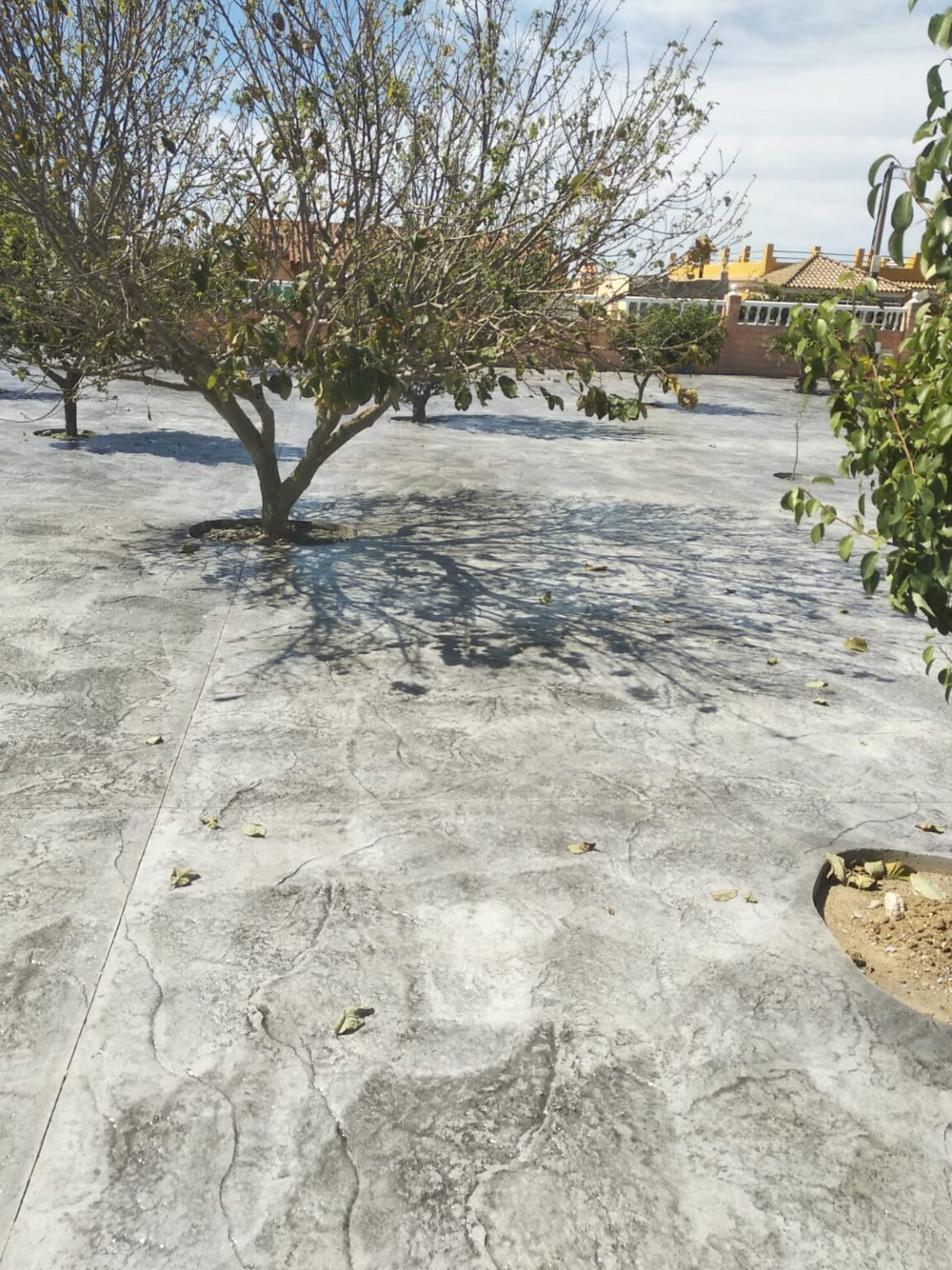 Pavimento de patio con acabado de hormigón impreso